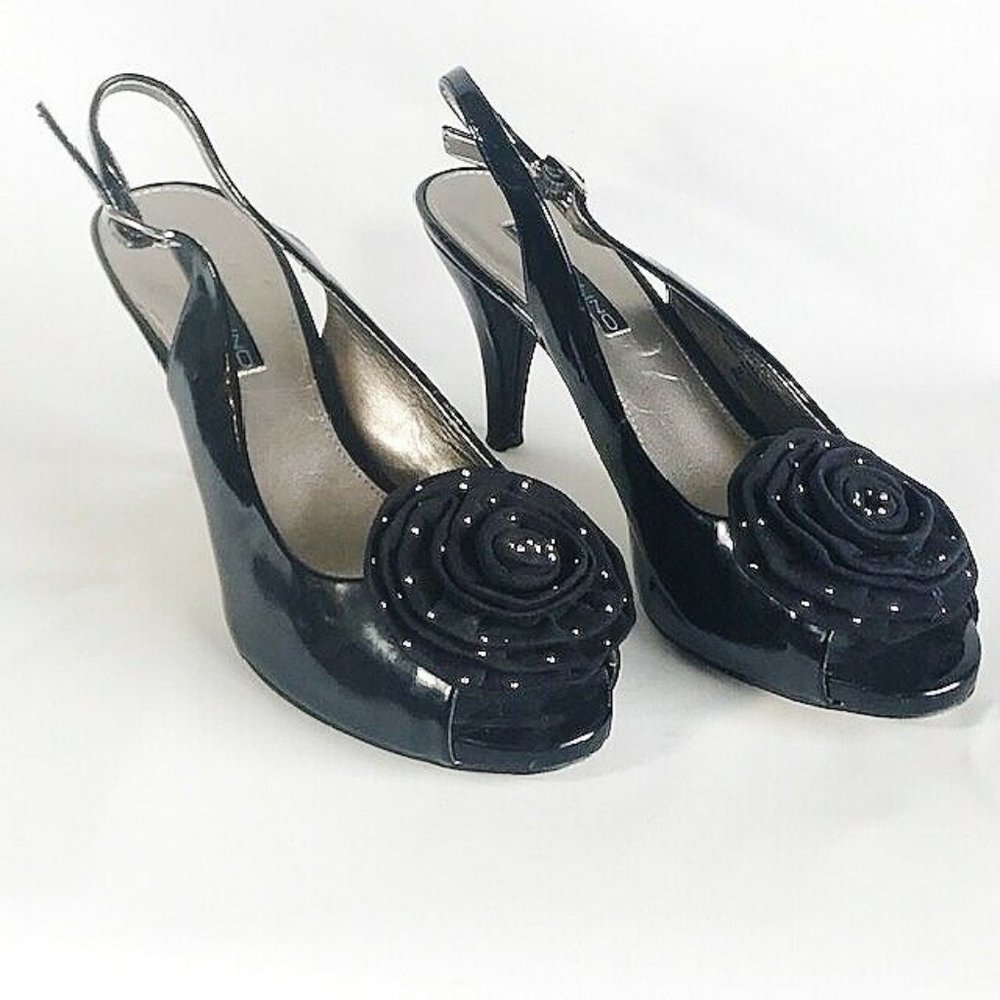 Bandolino Black Women's Heels, Pumps, Studded Cabbage Rose Embellishment Size 8M